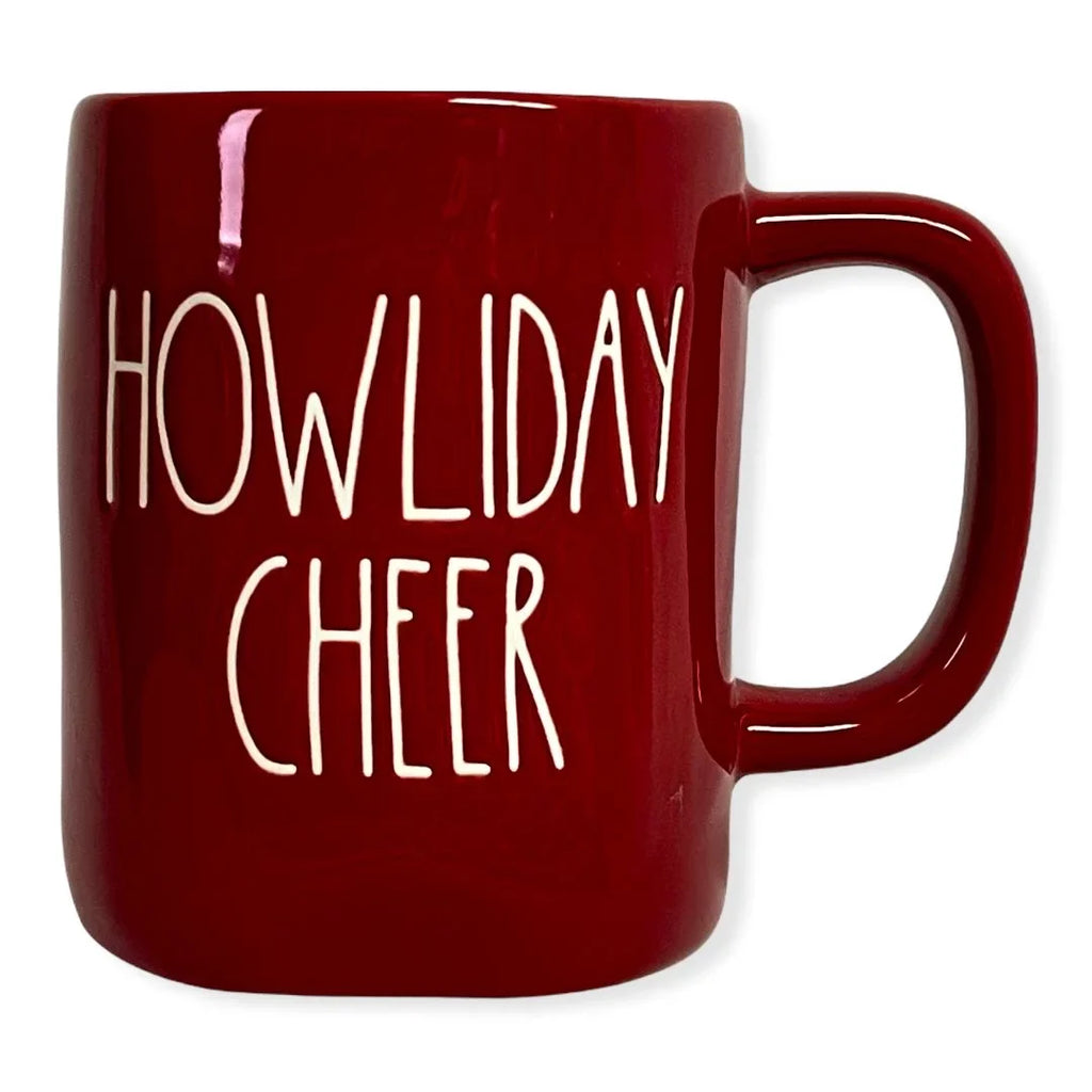 Rae Dunn Red HOWLIDAY CHEER Mug for Christmas with White LL Letter Tea Mug