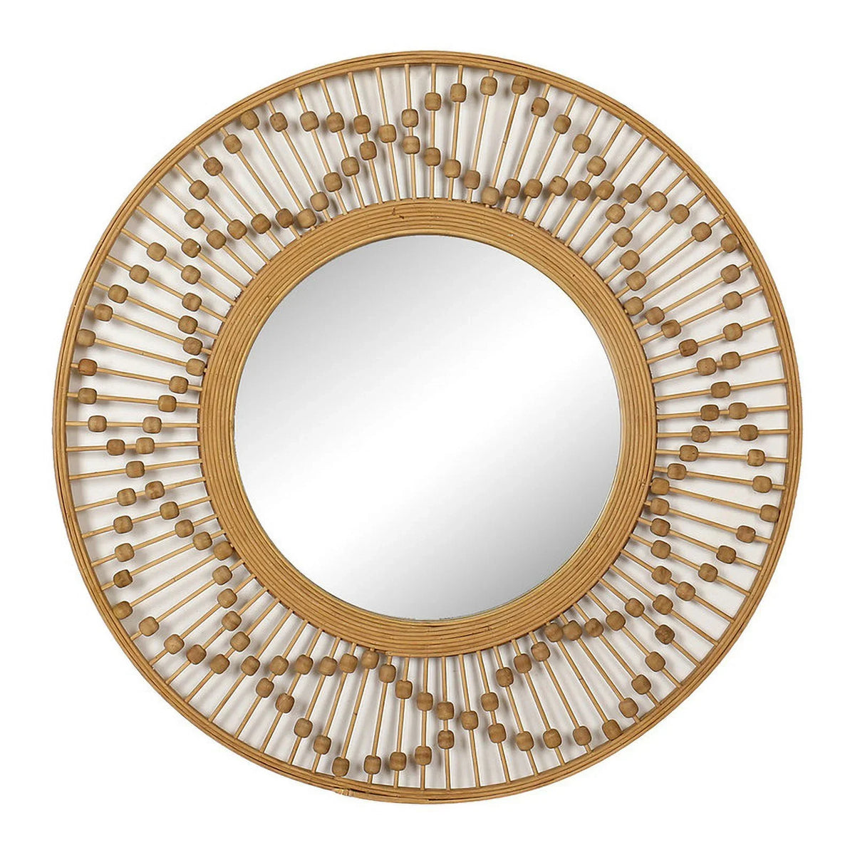 Sahara Sunbeam Round Bamboo Wide Frame Wall Mirror