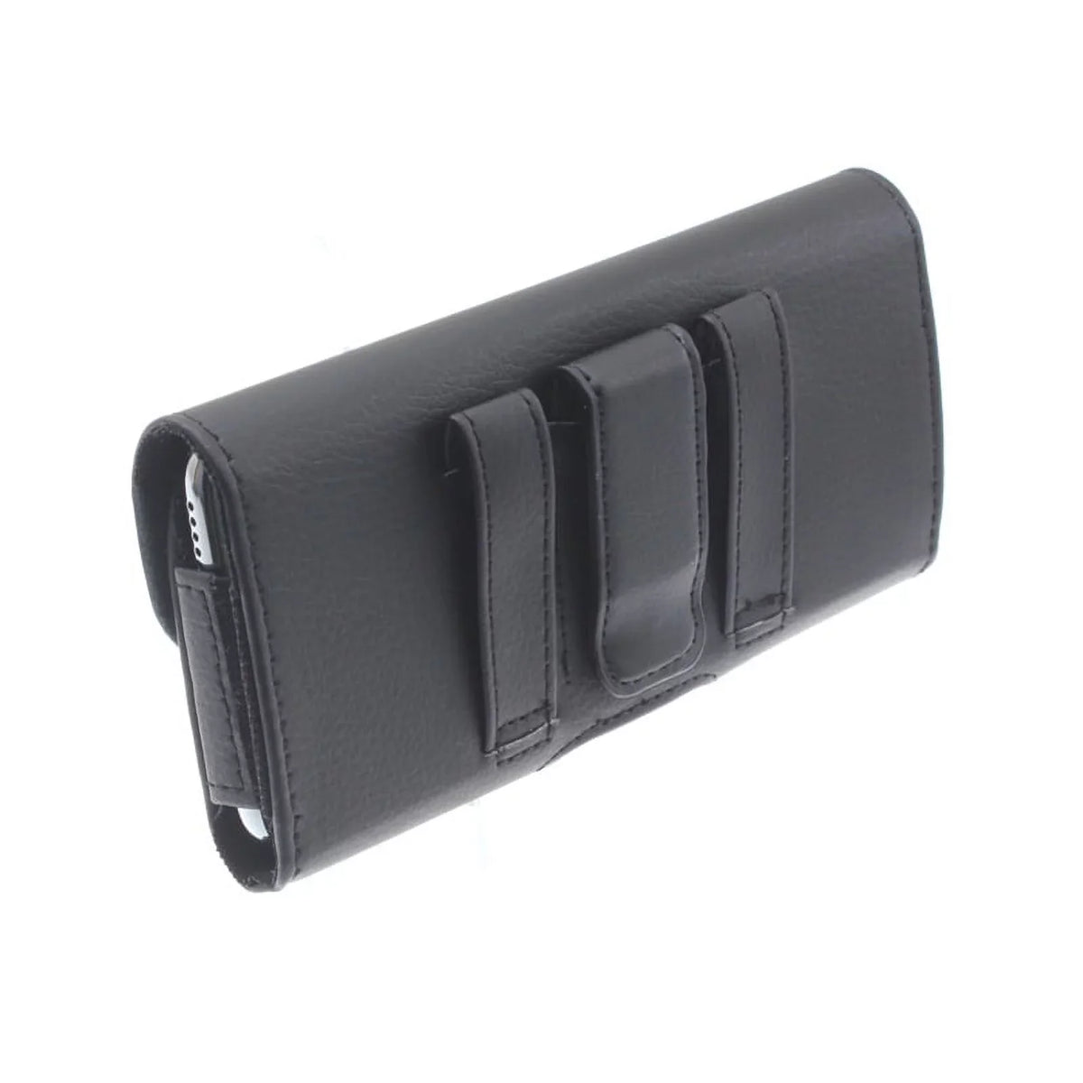Black Horizontal Leather Case Side Cover w Metal Braided Type-C USB Cable Charger Power Cord 3ft Long USB-C Wire W2M for Razer Phone 2 - Samsung Galaxy S9 Plus S10 Plus A50 - Sony Xperia XZ3