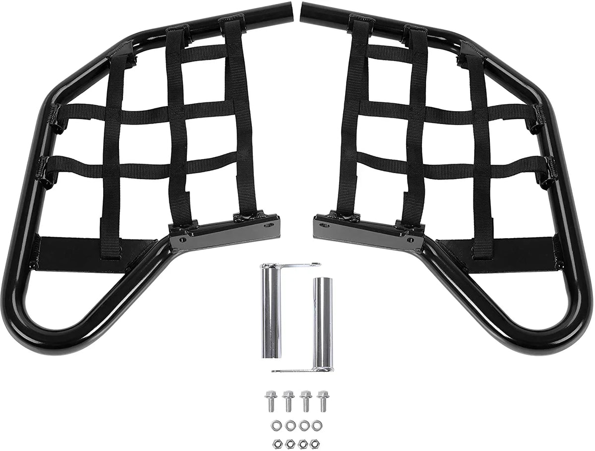 Kojem Aluminium Foot Peg Step Nerf Bars for Yamaha Raptor 700 Black Side Step with Black Webbing nets 2006-2020