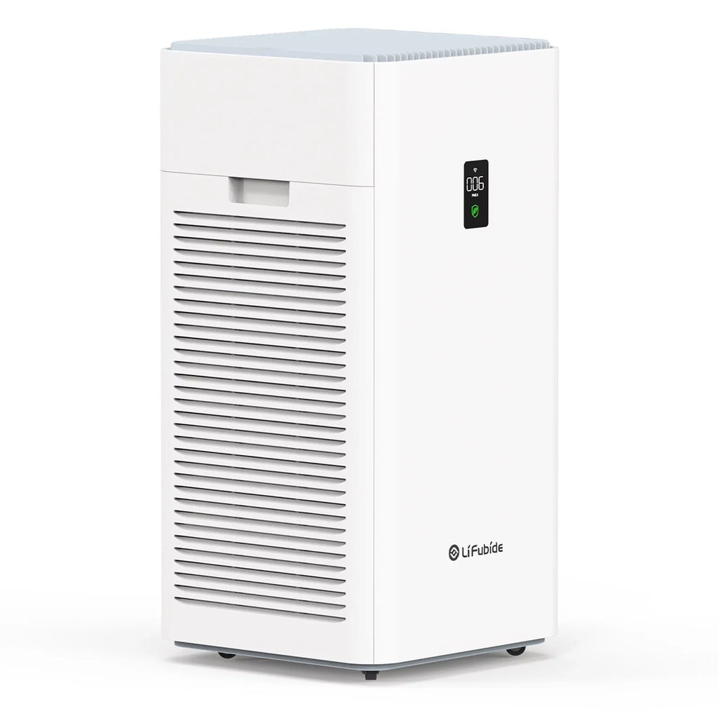 Lifubide Large Room Air Purifier, H13 True HEPA,4555 Sq.Ft Coverage,24dB Low Noise For Bedroom, Removal Of 99.99% 0.01 Microns Particles, Pet Dander、Smoke、Odor、Dust， PM2.5 Monitor, Smart Air Purifier