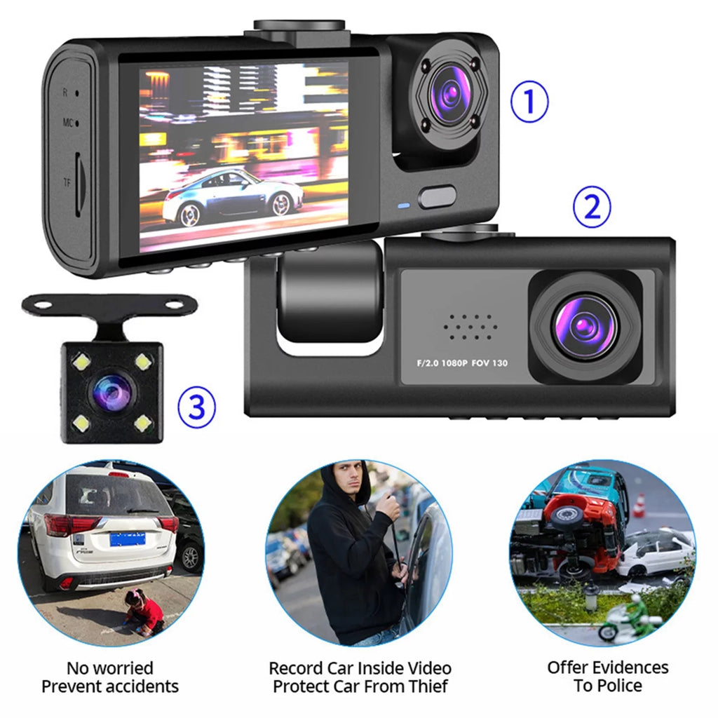 Moobody Versatile Dash Cam for Car Safety,3-in-1 Car Safety Dash Cam,1080P+720P+480p, Car Rearview Mirror