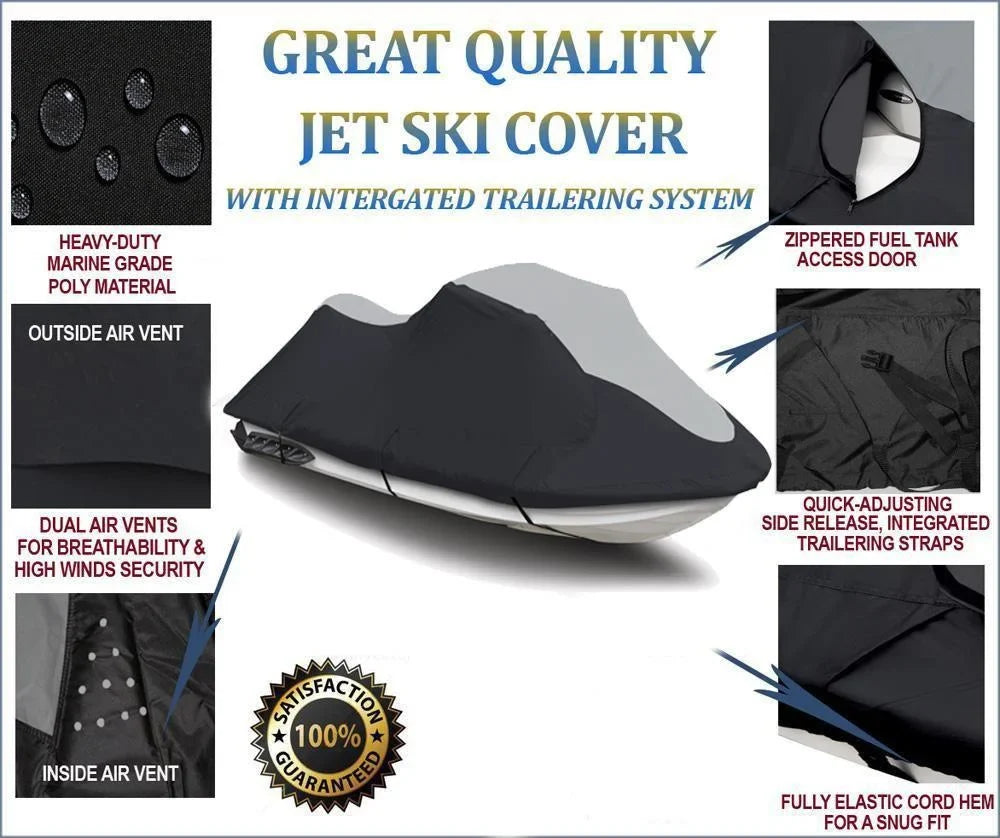 SUPER HEAVY-DUTY PWC JetSki Cover Compatible for Polaris SL 700 DLX Deluxe 1997 Travel Jet Ski Cover 1-2 Seater