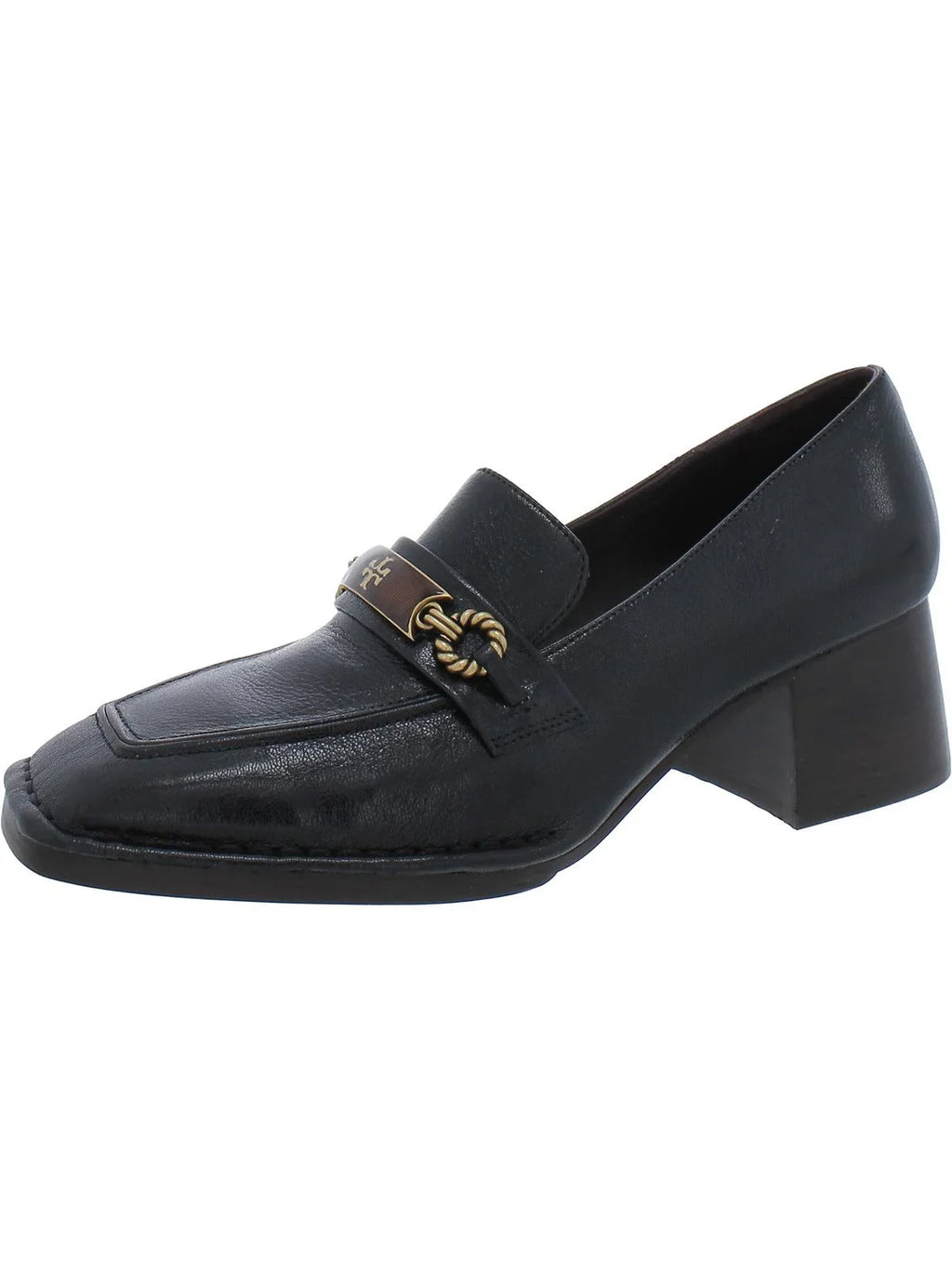 Tory Burch Womens Perrine Leather Square Toe Loafer Heels