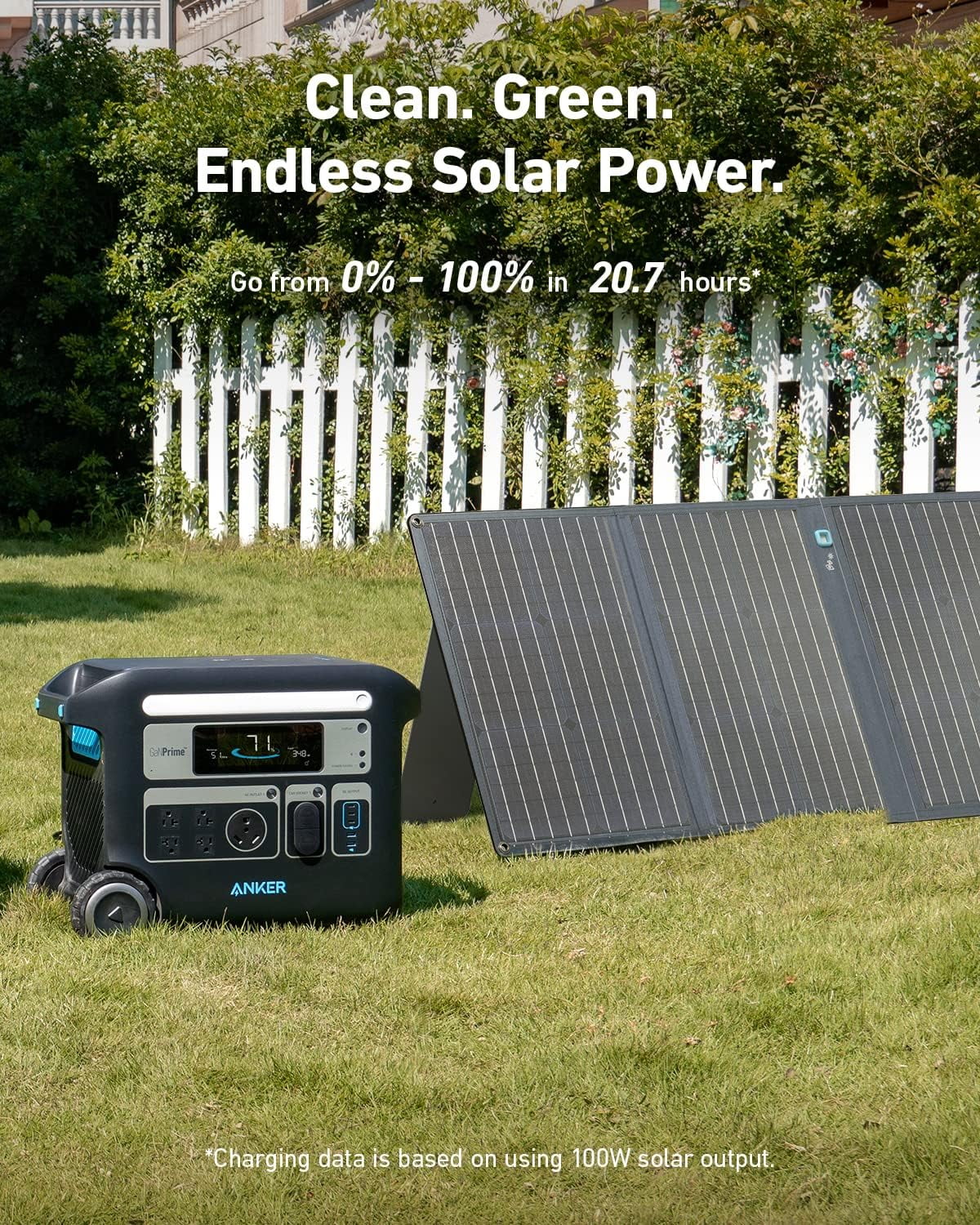 Anker SOLIX F2000 Portable Power Station, PowerHouse 767, 2048Wh GaNPrime Solar Generator with 100W Solar Panel, LiFePO4 Batteries, 4 AC Outlets Up to 2400W for Home, Power Outage, Outdoor Camping