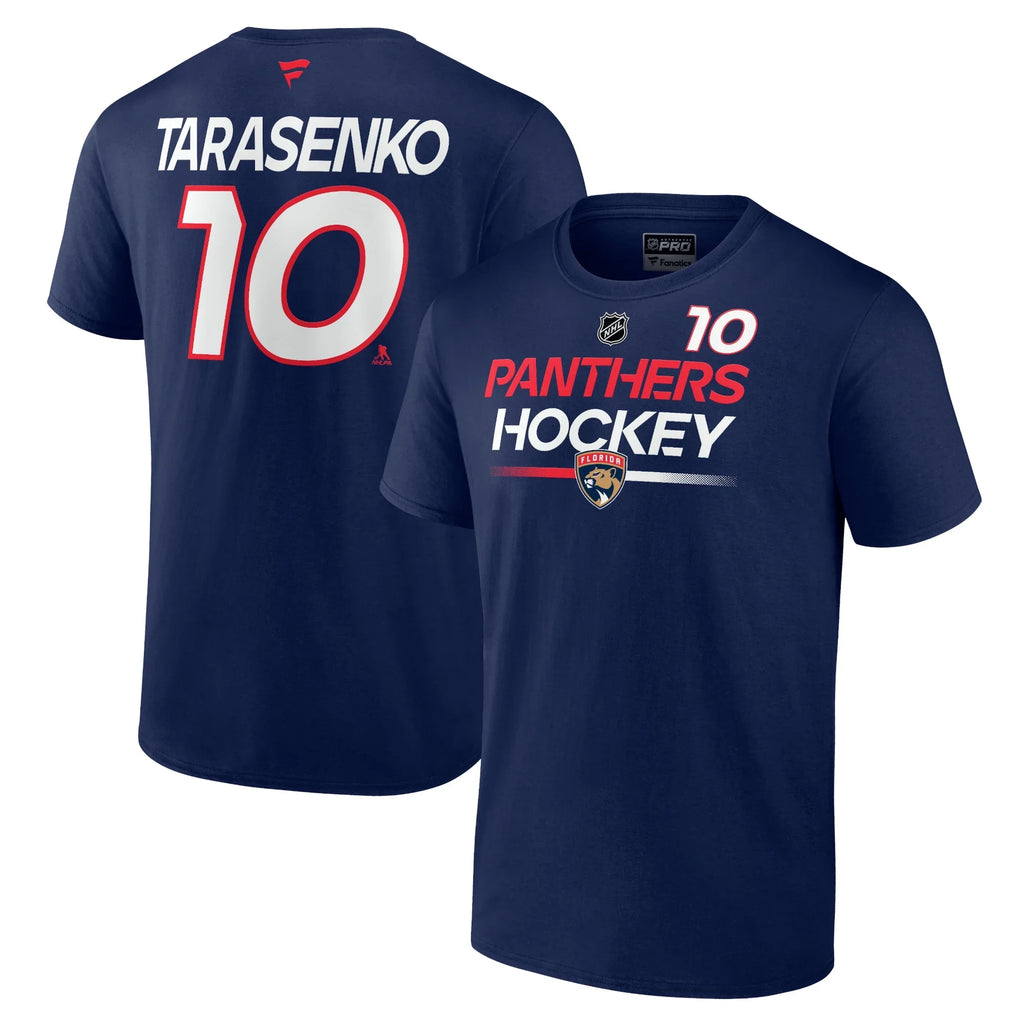 Men's Fanatics Branded Vladimir Tarasenko Navy Florida Panthers Authentic Pro Prime Name & Number T-Shirt