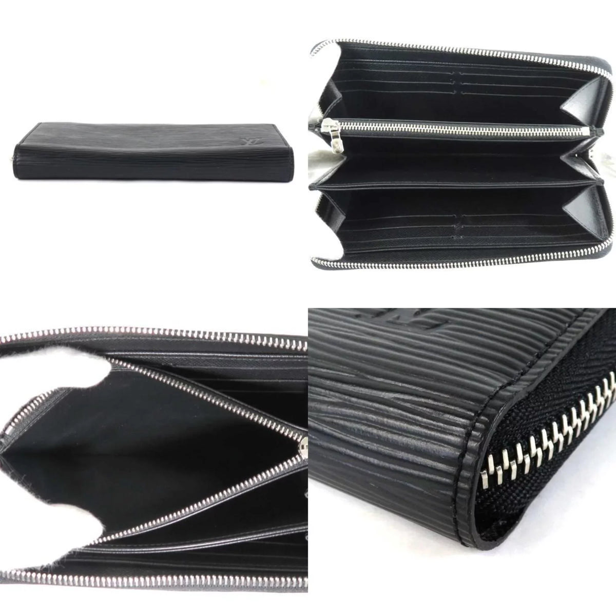 Pre-Owned Louis Vuitton LOUIS VUITTON Round Zipper Long Wallet Epi Zippy Leather Black Silver Unisex (Good)