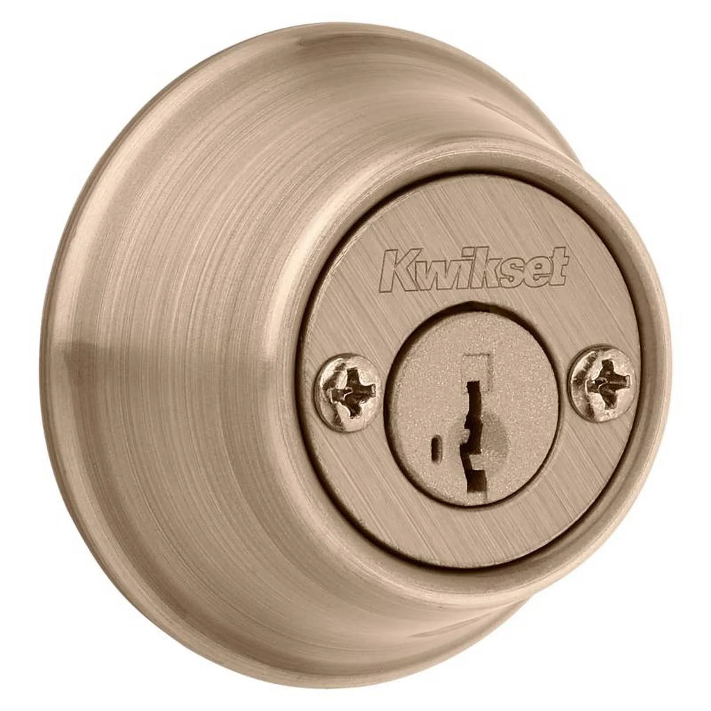 Kwikset 665 5 CP SMT RCAL RCS K6 Security Double-Cylinder Deadbolt, Antique Brass - Quantity 1