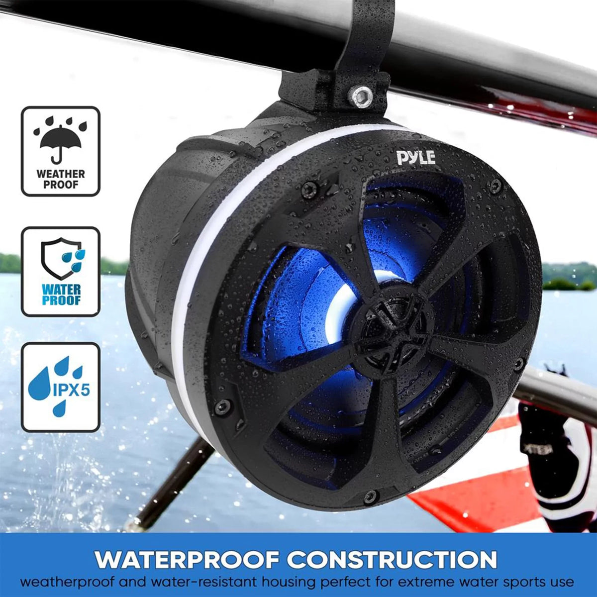 Pyle 5.25 In 1,000 Watt 2 Channel Waterproof Off Road Boat and ATV Speakers