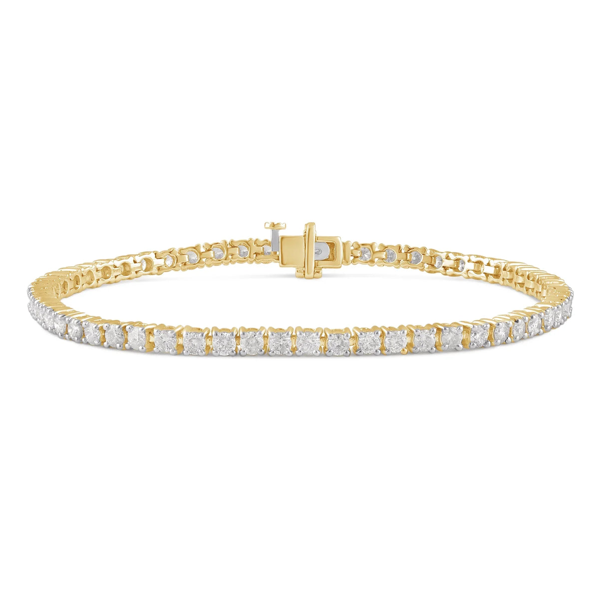 Arista 4.00 ct Round Diamond Tennis Bracelet in 14K Yellow Gold, 7" (J, I2)