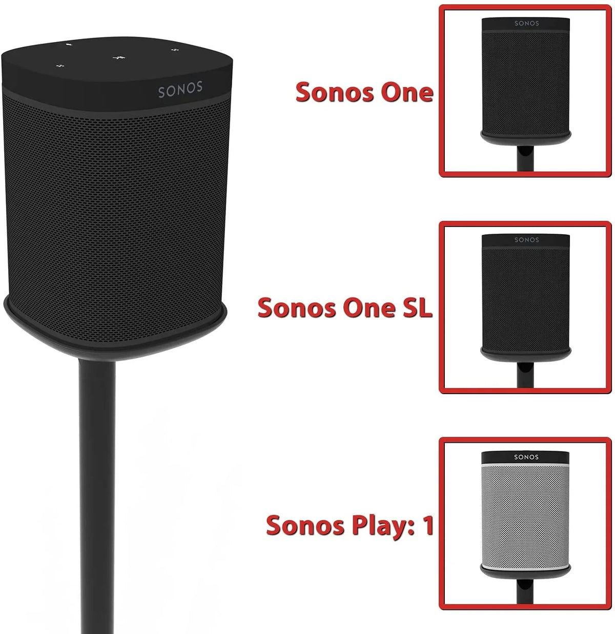 Eximus Fixed Height Speaker Floor Stand for Sonos One and Sonos One SL and Sonos Play:1 - Cable Management Built In -
