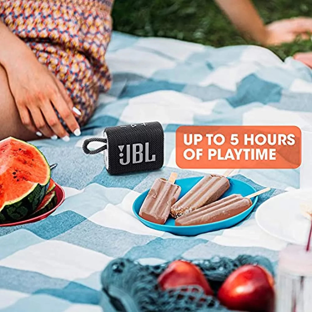 Restored JBL Go 3 Portable Waterproof & Dustproof IP67 Outdoor Wireless Bluetooth Speaker (Blue) (Refurbished)