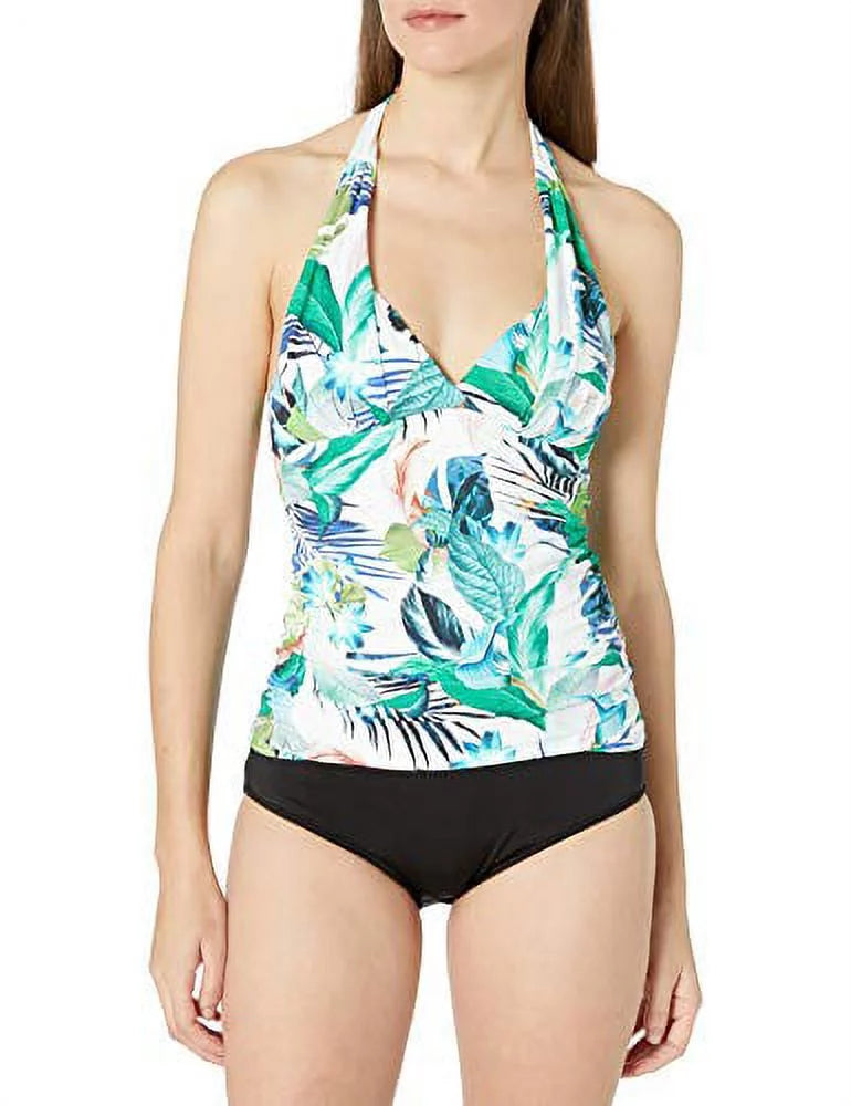 La Blanca Women's V-Neck Halter Tankini Swimsuit Top, Multi//in The Monument, 0
