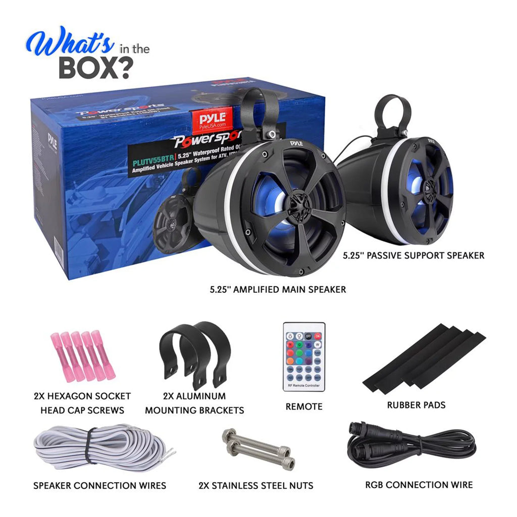 Pyle 5.25 In 1,000 Watt 2 Channel Waterproof Off Road Boat and ATV Speakers
