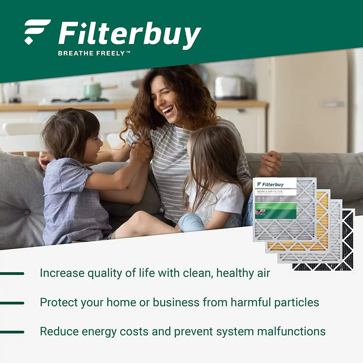 Filterbuy 8x20x4 MERV 11 Pleated HVAC AC Furnace Air Filters (2-Pack)