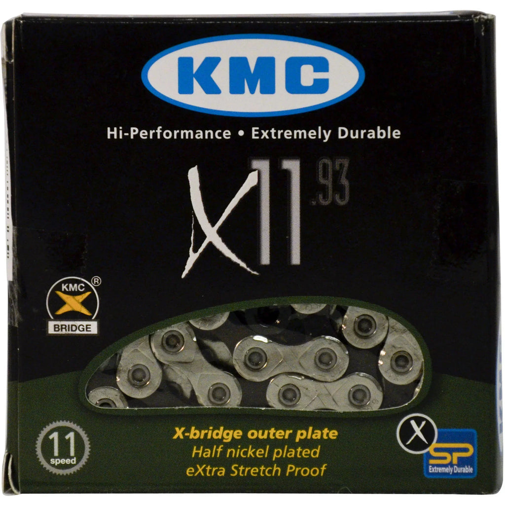 KMC Chain X11.93 11 Speed Cycle Chain 1/2 x 11/128 in, 118 links Nickel Plated Bike Chain