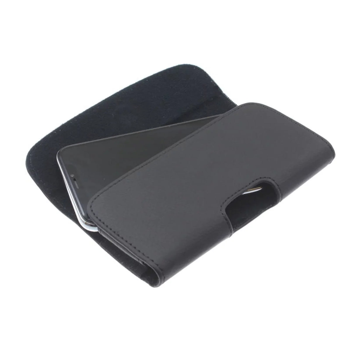 Black Horizontal Leather Case Side Cover w Metal Braided Type-C USB Cable Charger Power Cord 3ft Long USB-C Wire W2M for Razer Phone 2 - Samsung Galaxy S9 Plus S10 Plus A50 - Sony Xperia XZ3