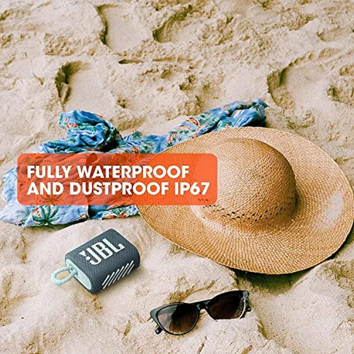 Restored JBL Go 3 Portable Waterproof & Dustproof IP67 Outdoor Wireless Bluetooth Speaker (Blue) (Refurbished)