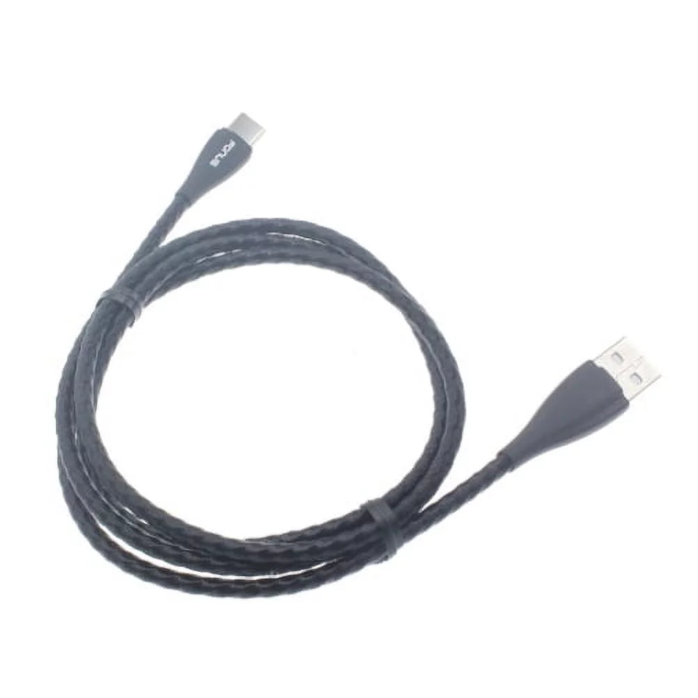 Black Horizontal Leather Case Side Cover w Metal Braided Type-C USB Cable Charger Power Cord 3ft Long USB-C Wire W2M for Razer Phone 2 - Samsung Galaxy S9 Plus S10 Plus A50 - Sony Xperia XZ3